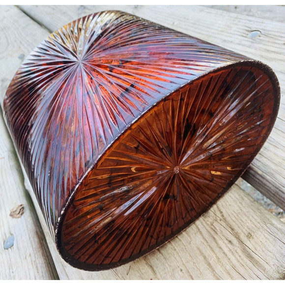 MCM Faux Tortoise Amber Lucite Waste Basket Swirl Translucent Amazing Design GUC - Picture 8 of 16